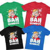 Bah Humbug Funny Christmas T-Shirt Xmas Costume Unisex Kids Boys Girls Tee Gift - TheMonkeyTees