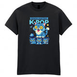 Cute Kpop Tiger Adult Kids T-Shirt Blue Tiger And Grey Bird Tee Funny Anime Shirt Korean Idol Fan Gift