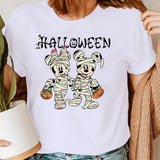 Halloween Womens T-Shirt Disney Mickey Minnie Horror Pumpkin Ladies Gift Top Tee - TheMonkeyTees