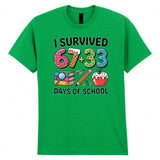 Number Day Adult Kids T-Shirt Maths Day 6 7 Meme Funny School Survived Days Tee