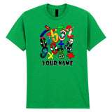 Personalised Superhero Numbers Day Adult Kids T-Shirt Numeracy Book Math Tee