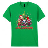 Super Heros Christmas Adult Kids T-Shirt Santa Xmas Tee