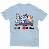 Red Nose Day Kids T-Shirt Bluey Dog Book Day Father's Family Tee