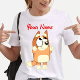 Personalised Adult Kids T-Shirt Mummy Funny Mum Bluey Dog Tee - TheMonkeyTees