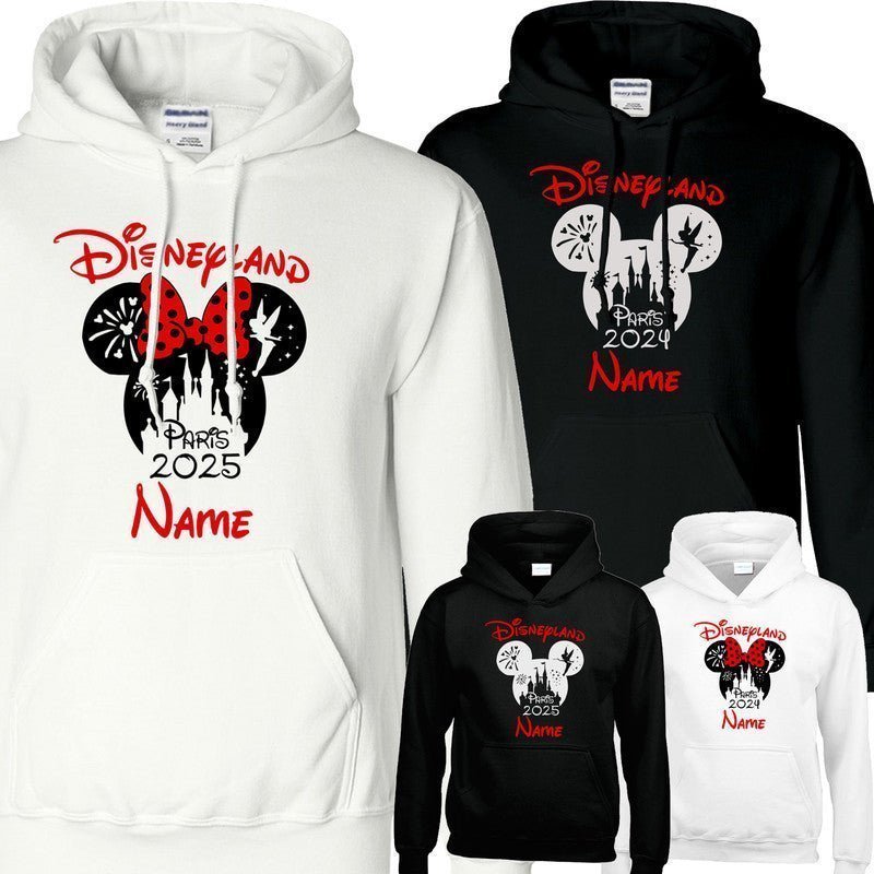 Personalised Kids Disneyland 2024 2025 Hoody Family Matching Mickey Minnie Hood - TheMonkeyTees