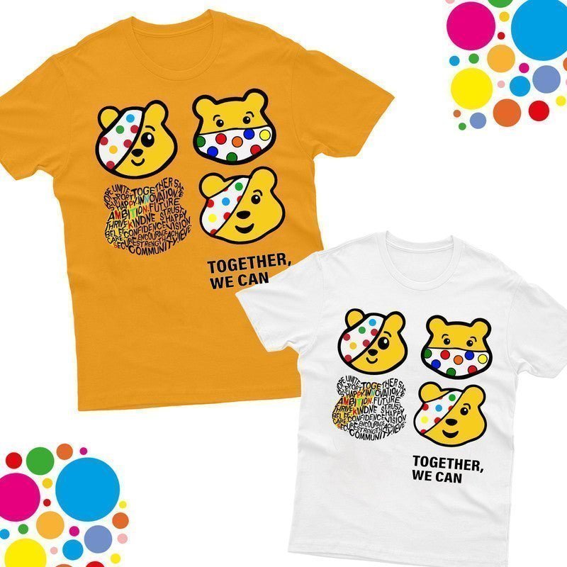 Pudsey Bear Gang Boys Girls Kids TShirt Spotty Day Children In Need School Event - TheMonkeyTees