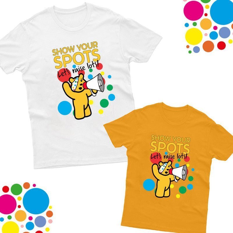Pudsey Bear Show Your Spots 2024 Kids Tshirt Lets Raise Lots Spotty Day Boys Top - TheMonkeyTees