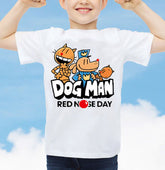 Red Nose Day Dog Man Adult Kids T-Shirt Cartoon Tee - TheMonkeyTees