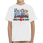 Red Nose Day Kids T-Shirt Bluey Dog Book Day Father's Family Tee