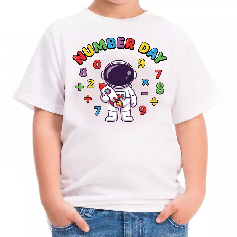 Astronaut Number Day Adult Kids T-Shirt Maths School Numeric Funny T-Shirt