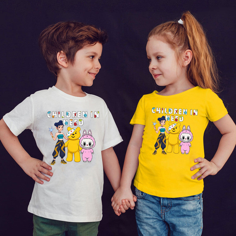 Pudsey Bear Kids T-Shirt Labubu Doll K-POP Demon Huntrix Spotty Tee