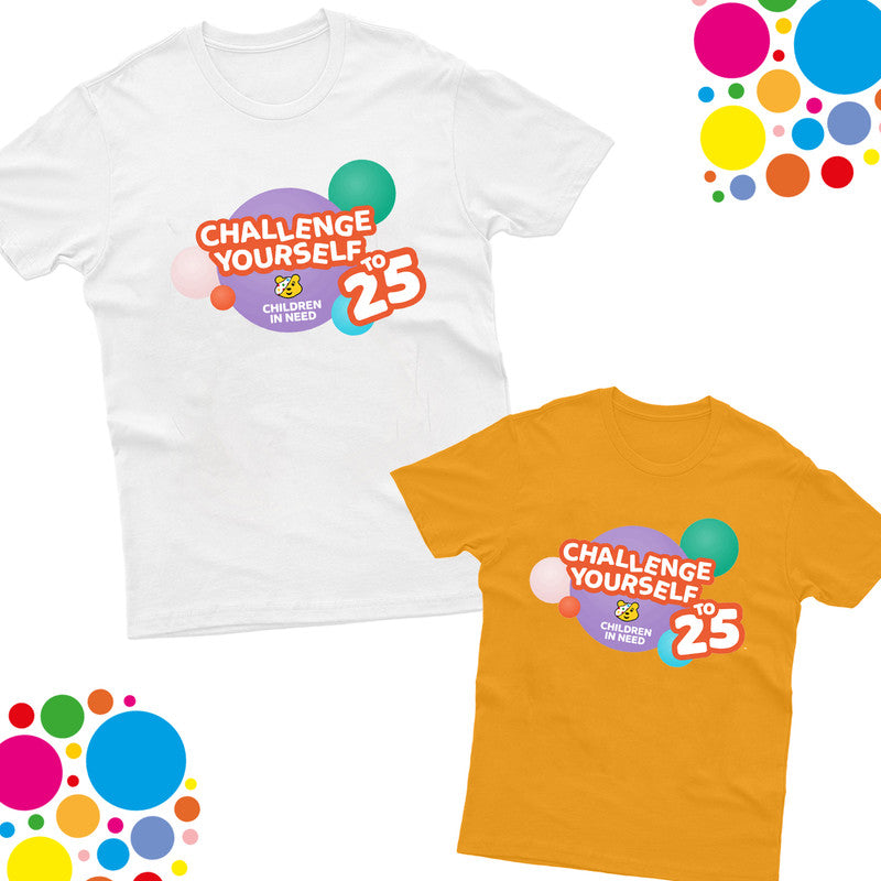 Pudsey Bear Adult Kids T-Shirt Challenge Yourself Spotty Day Tee