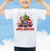 Super Heros Christmas Adult Kids T-Shirt Santa Xmas Tee