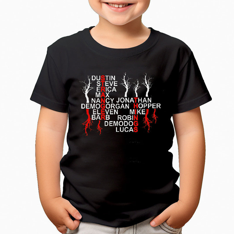 Stranger Things Names Adult Kids T-Shirt Hopper Demogorgan Eleven Upside Down Tee