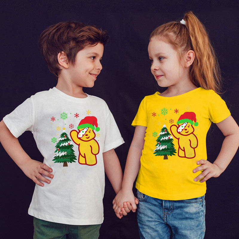 Christmas Pudsey Bear Unisex Kids T-Shirt Spotty Fun Tee