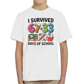 Number Day Adult Kids T-Shirt Maths Day 6 7 Meme Funny School Survived Days Tee