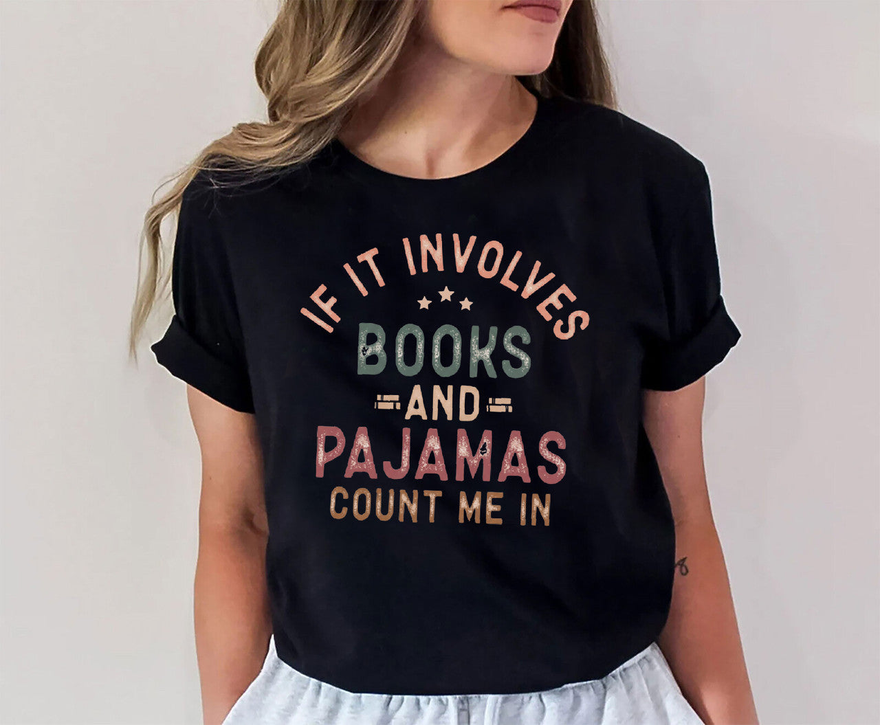 World Book Day Kids T-Shirt If It Involves Books and Pajamas Count Me Top Tee