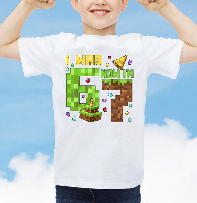 Six Seven Meme Birthday Girl Boy Funny T-Shirt I Was 6 Now I'm 7 Tee