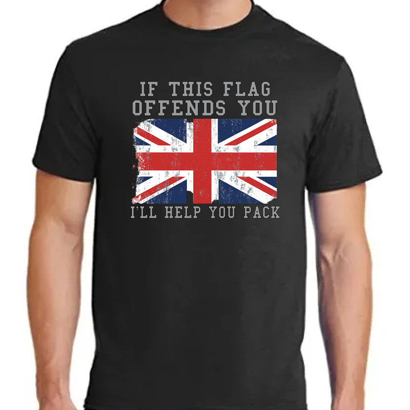 Great Britain United Kingdom Adult Kids T-Shirt This Flag Offends You I'll Help You Pack Tee