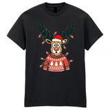 Christmas Reindeer Santa Adult Kids T-Shirt Xmas Family Tee