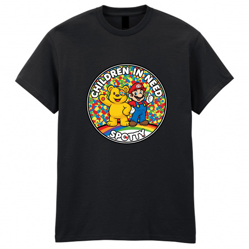 Pudsey Bear Mario Kids T-Shirt Spotty Day School Tee