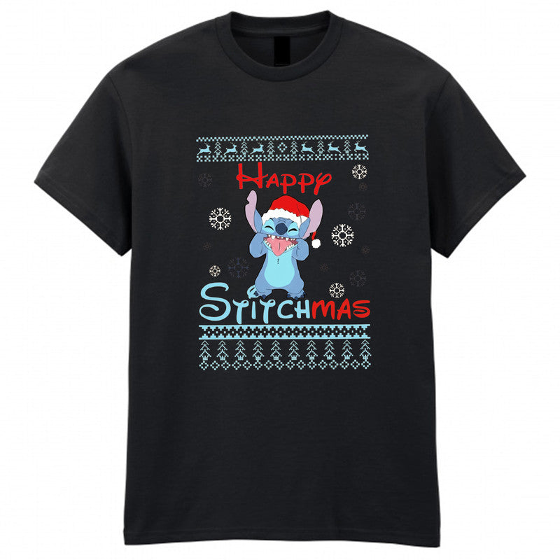 Christmas Lilo Stitch Adult Kids T-Shirt Santa Xmas Gift Tee