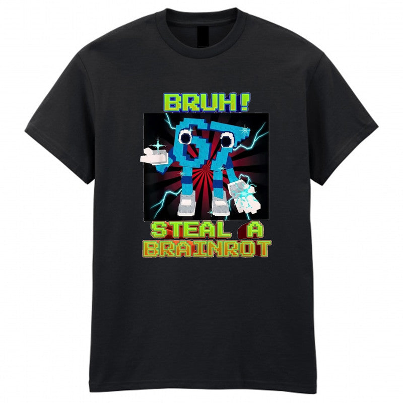 Game T-shirt Funny 6 7 Teen Unisex Kids Tee Steal a Brainrot Xmas