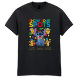 Pudsey Bear Lilo Stitch Unisex Kids t-shirt Spotty Children In Need Tee