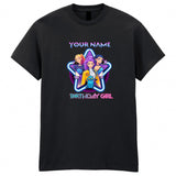 Personalised Birthday Girl T-Shirt K-Pop Demon Huntrix Pop Derpy Cat Gift Tee