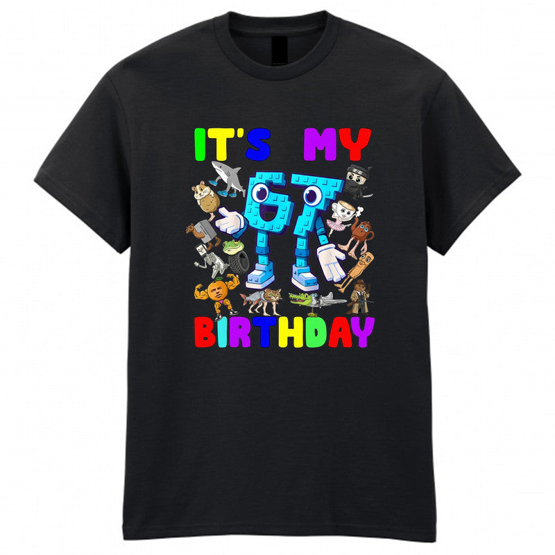 6 7 Brainrot Italian Meme Kids T-Shirt It's My Birthday Childrens Game Tee