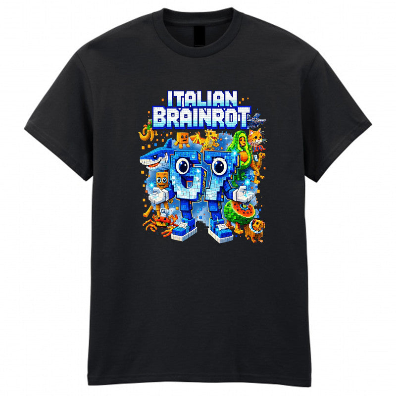Italian Brainrot Adult Kids Gaming T-Shirt 6 7 Meme Funny Game Tee