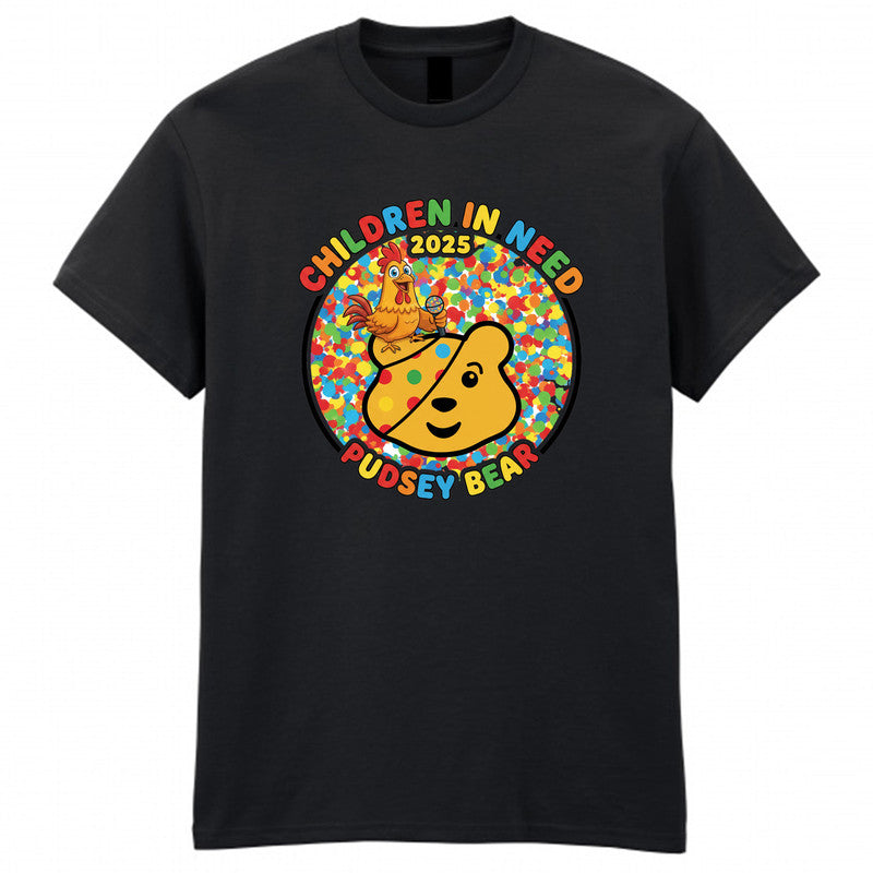 Pudsey Bear Adult Kids T-Shirt F-CAW-F Chicken Spotty Day Tee