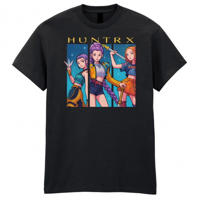 Kpop Hunters Mens Kids Tshirt Demon Huntrix Fan Gift Anime Cartoon Style Unisex
