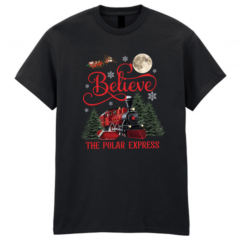 Believe Christmas Adult Kids T-Shirt Express Train Polar Xmas Tee