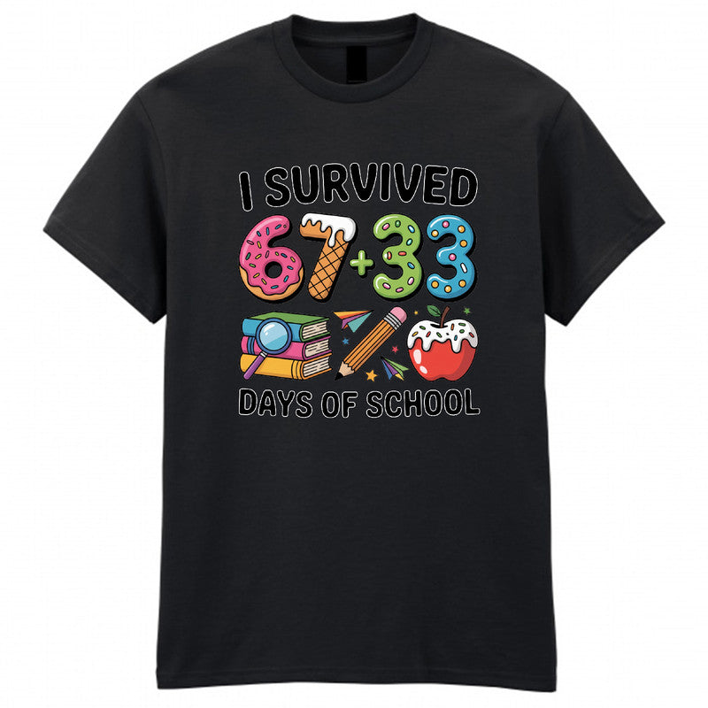 Number Day Adult Kids T-Shirt Maths Day 6 7 Meme Funny School Survived Days Tee