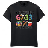Number Day Adult Kids T-Shirt Maths Day 6 7 Meme Funny School Survived Days Tee