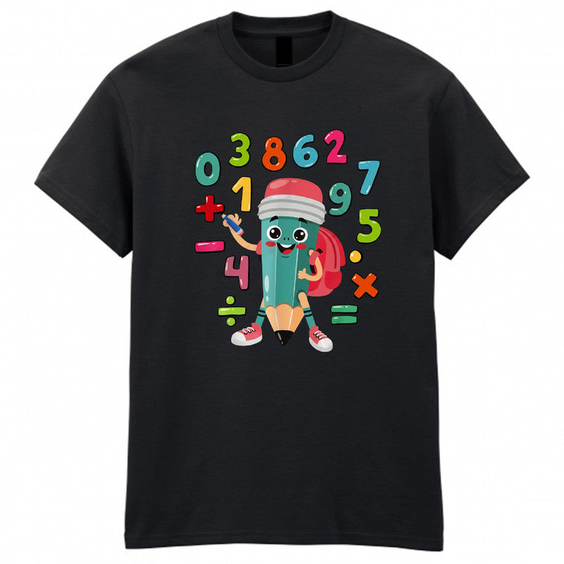 Number Day Girls Boys T-Shirt Maths School Kids Cute Funny Pencil Tee