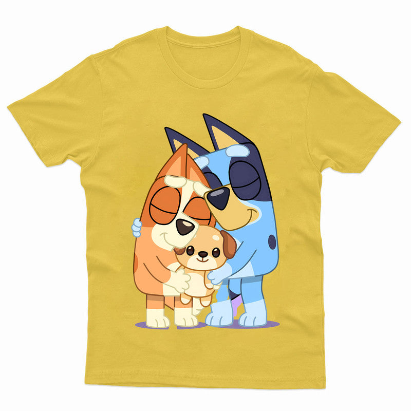 Bluey Dog Adult Kids T-Shirt Father's Day School Tee