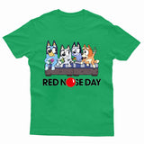 Red Nose Day Kids T-Shirt Bluey Dog Book Day Father's Family Tee