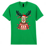 Christmas Reindeer Santa Adult Kids T-Shirt Xmas Family Tee