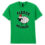 Fleece Navidad Adult Kids T-Shirt Christmas Sheep Santa Tee