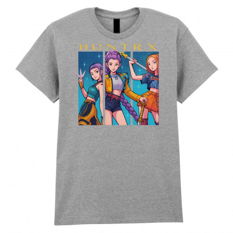 Kpop Hunters Mens Kids Tshirt Demon Huntrix Fan Gift Anime Cartoon Style Unisex - TheMonkeyTees