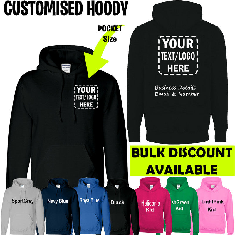 Personalised Hoodie Adult Unisex Jumper Hoods Pullover