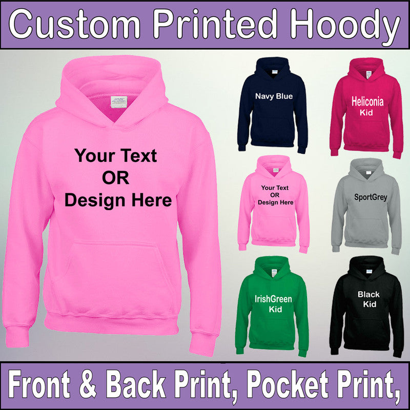 Personalised Kids Hoodie Girls Boys Pullover Hood Childrens Jumper