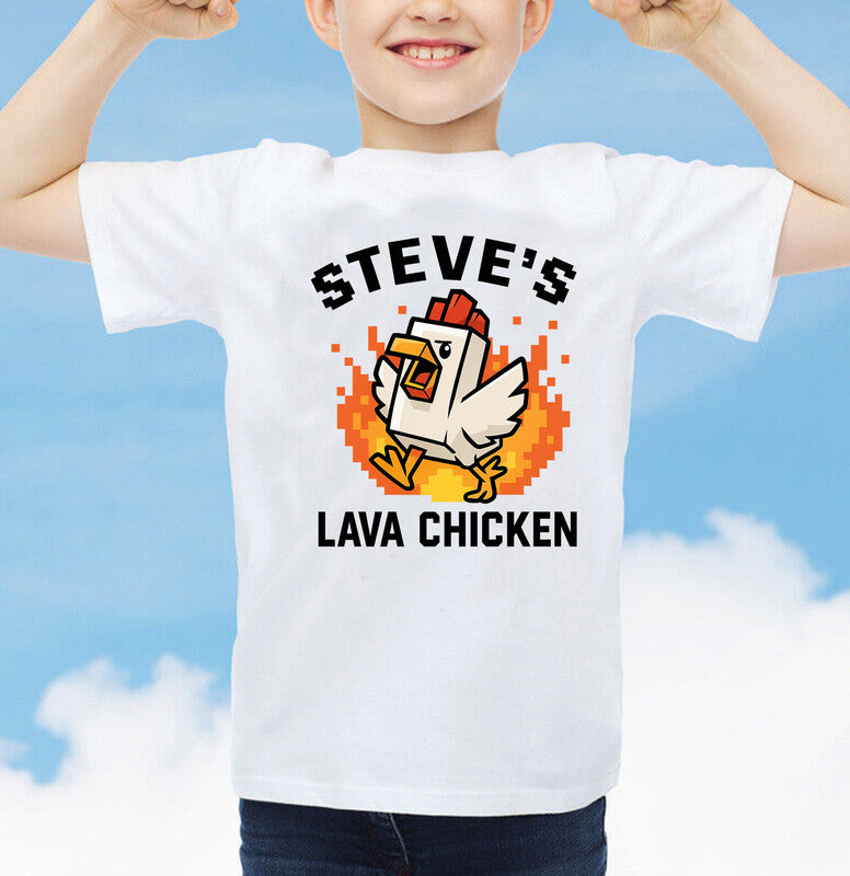 Steves Lava Chicken Mens Kids Printed Tshirt