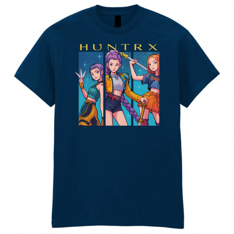 Kpop Hunters Mens Kids Tshirt Demon Huntrix Fan Gift Anime Cartoon Style Unisex