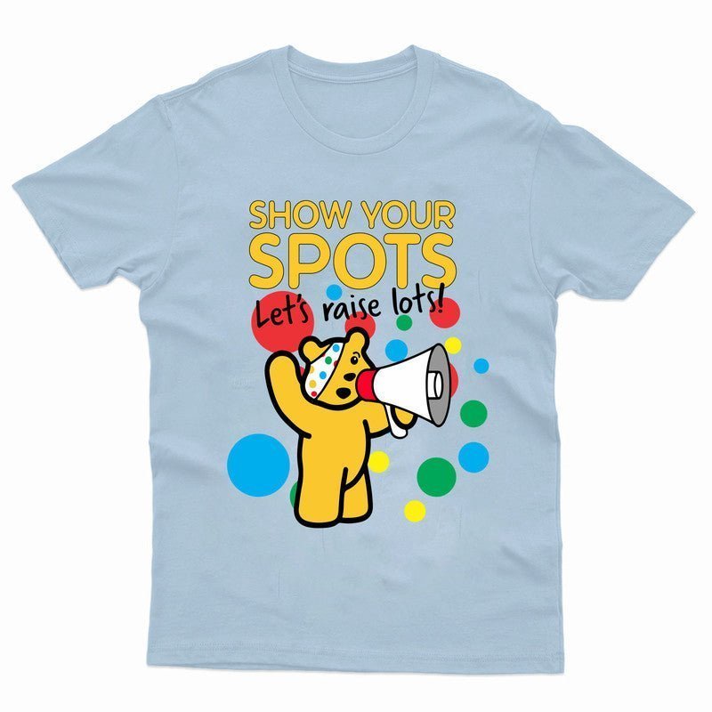 Pudsey Bear Show Your Spots 2024 Kids Tshirt Lets Raise Lots Spotty Day Boys Top - TheMonkeyTees