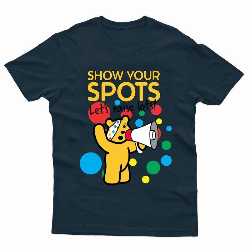Pudsey Bear Show Your Spots 2024 Kids Tshirt Lets Raise Lots Spotty Day Boys Top - TheMonkeyTees