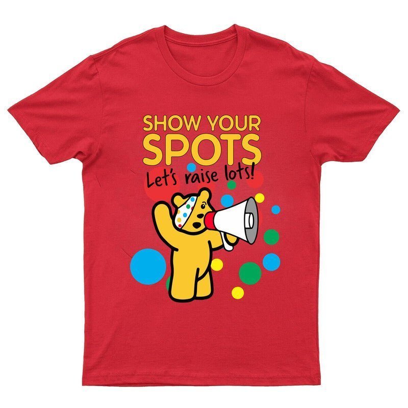 Pudsey Bear Show Your Spots 2024 Kids Tshirt Lets Raise Lots Spotty Day Boys Top - TheMonkeyTees