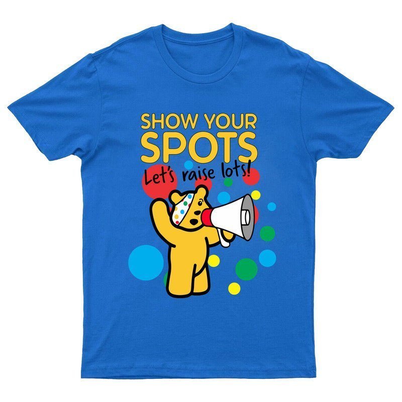 Pudsey Bear Show Your Spots 2024 Kids Tshirt Lets Raise Lots Spotty Day Boys Top - TheMonkeyTees
